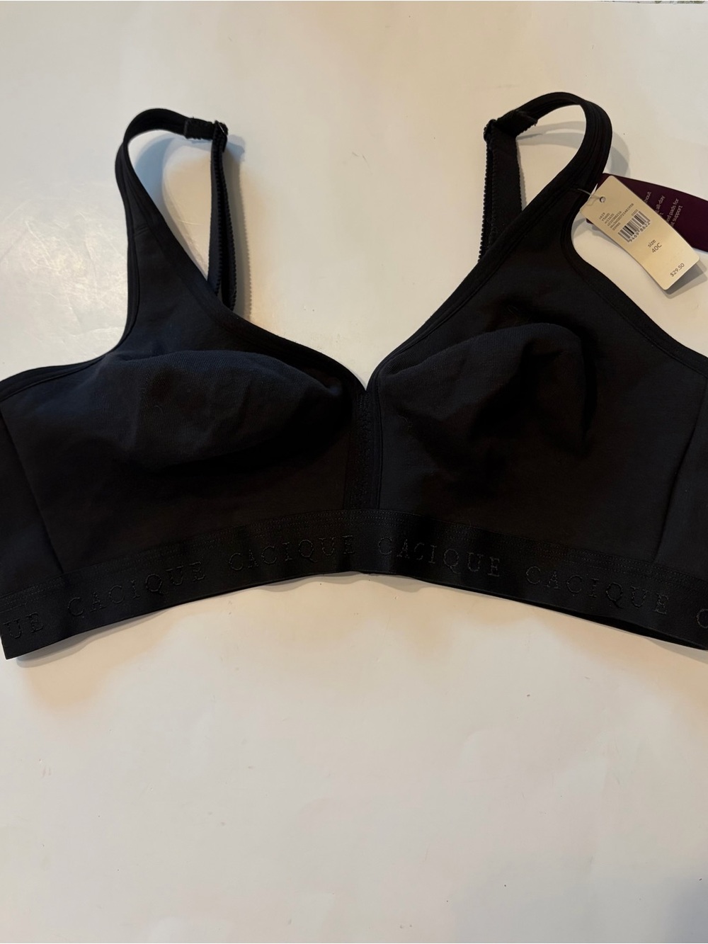 Cacique Black Wireless Padless Comfort Bra 40C NWT